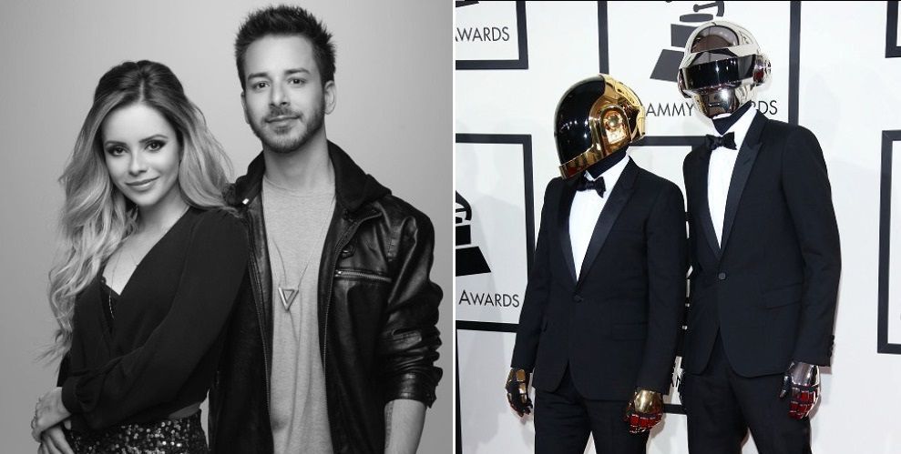 Sandy & Junior (esq.) e Daft Punk (dir).