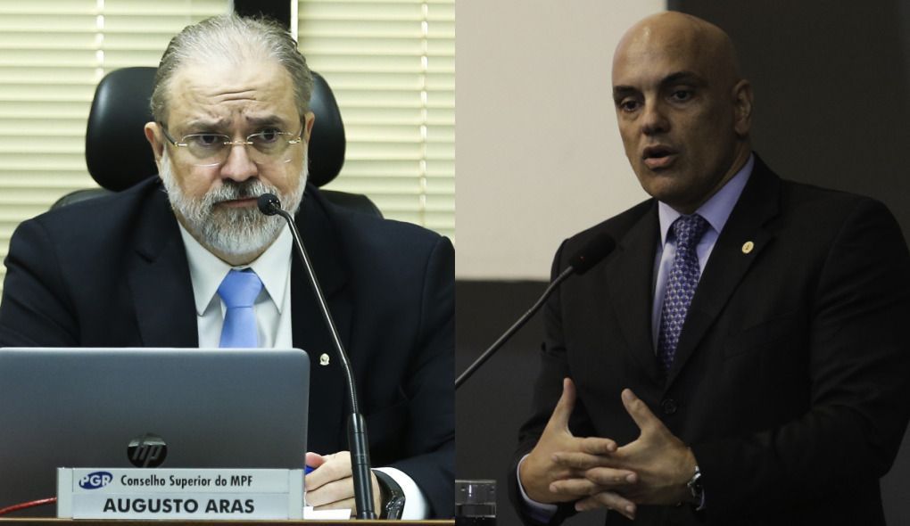 Procurador-geral da República, Augusto Aras, e o presidente do TSE, Alexandre de Moraes