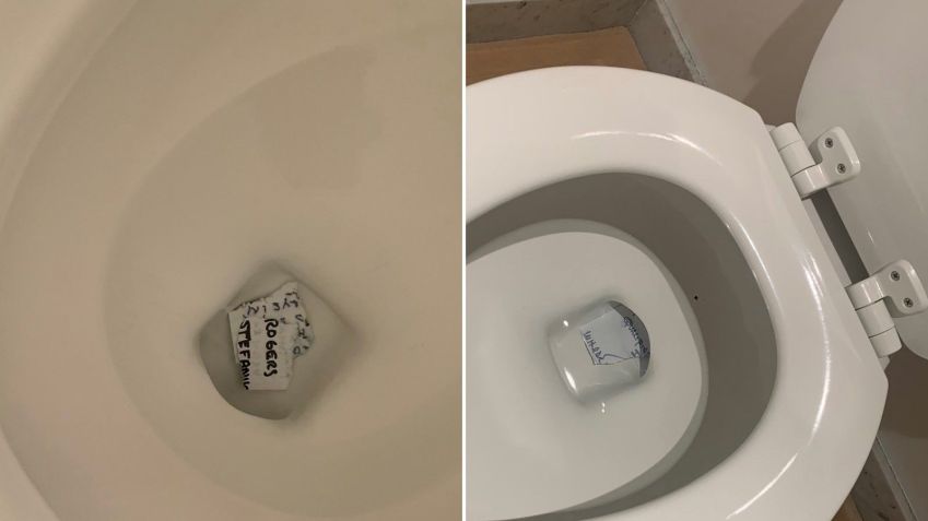 Esta imagem mostra notas de que o ex-presidente Donald Trump aparentemente rasgou e tentou dar descarga no vaso sanitário / Reprodução/ Casa Branca