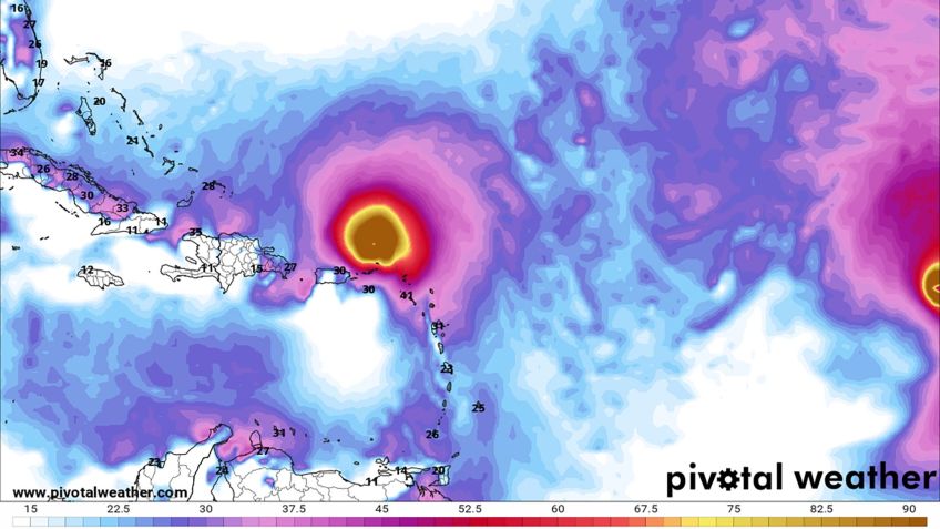 Modelos de previsão como esta imagem do American Global Forecasting System, mostram uma tempestade de fantasia em duas semanas. Embora não esteja fora de questão, esse cenário exato não é provável. / American Global Forecasting System