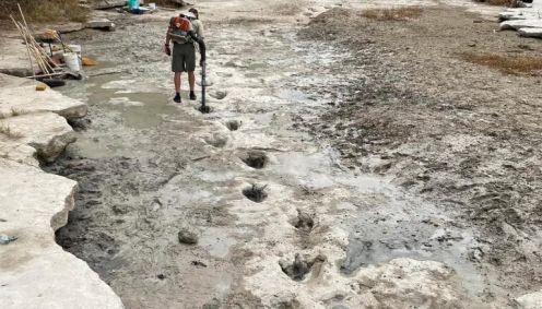 pegadas de dinossauro são descobertas no fundo de rio após forte seca