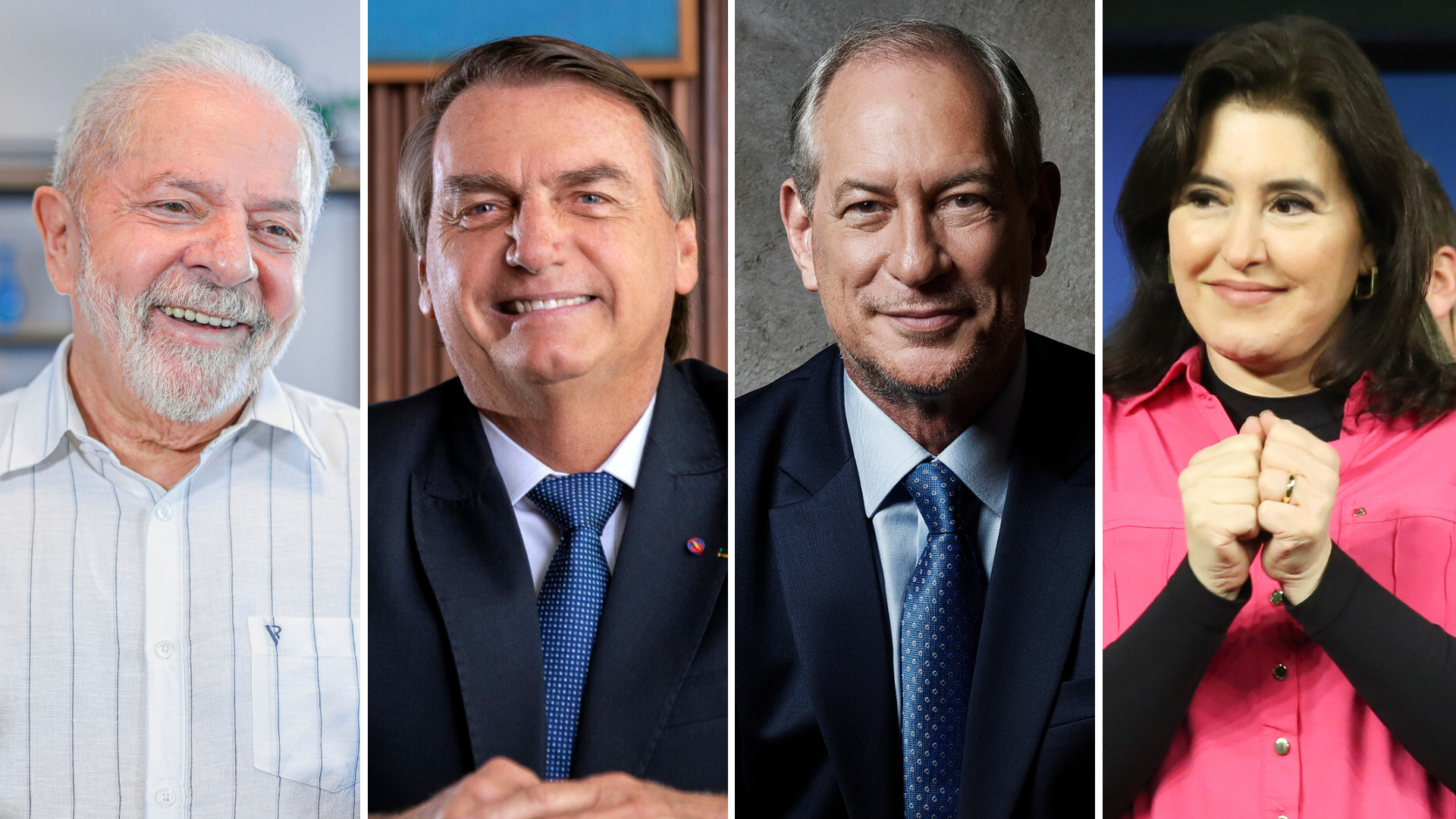 Lula, Bolsonaro, Ciro Gomes, Simone Tebet