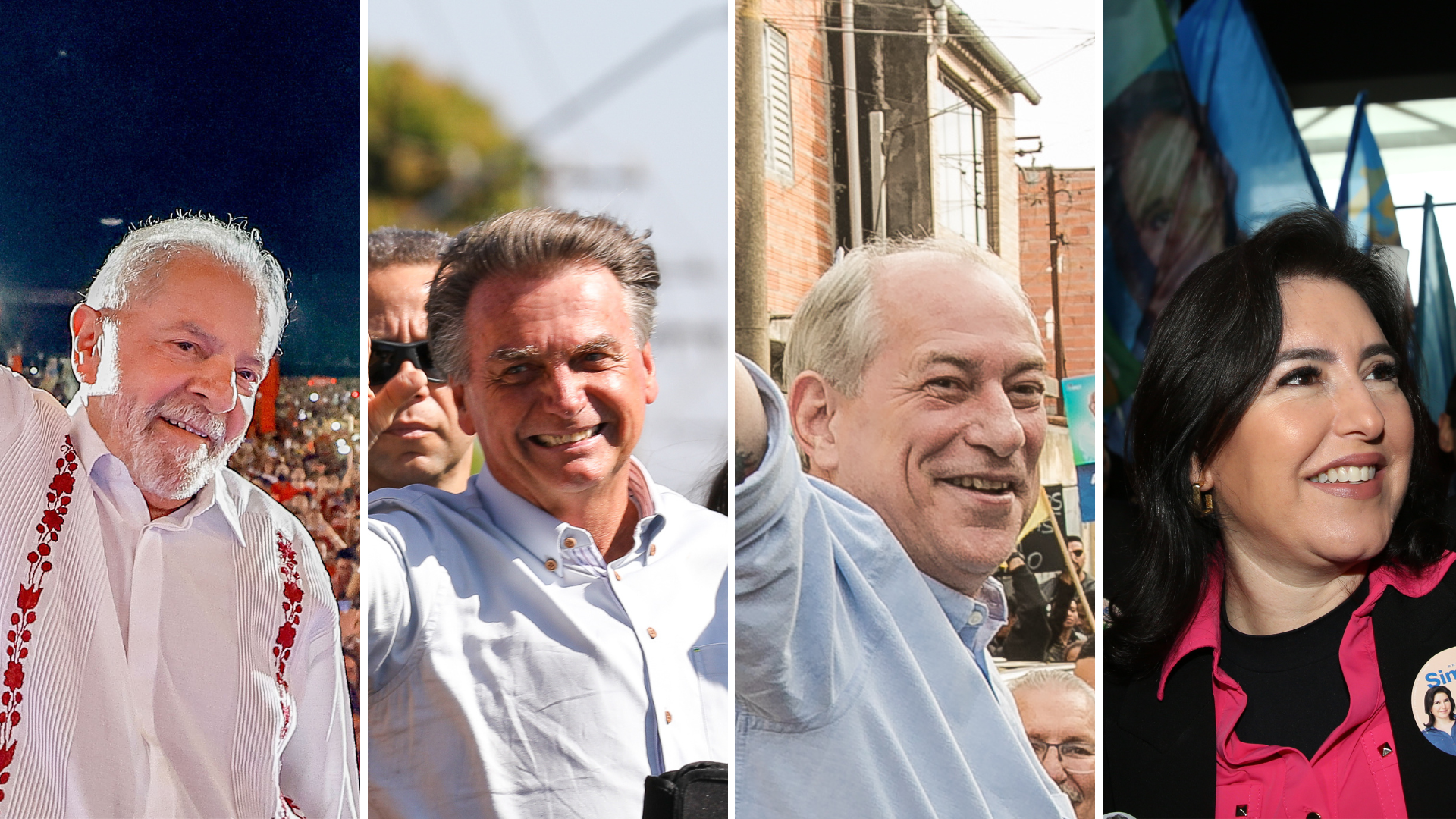 Lula, Bolsonaro, Ciro Gomes, Simone Tebet