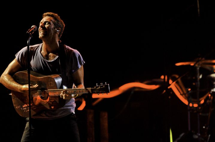 Chris Martin, vocalista do Coldplay, durante o show da banda no Rock in Rio de 2011. / Bruno de Lima/R2