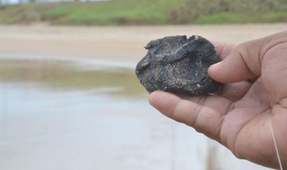 Resíduos de óleo são encontrados em praias do Nordeste