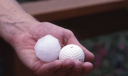 Golf ball-sized hail stone