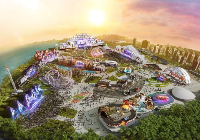 Ilustração 3D da Cidade do Rock para a edição do Rock in Rio 2022 / Divulgação