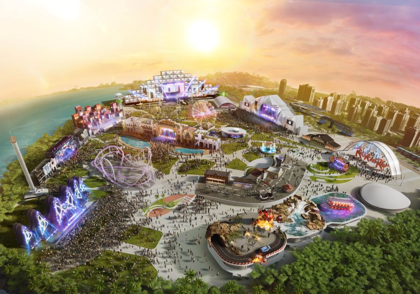 Ilustração 3D da Cidade do Rock para a edição do Rock in Rio 2022 / Divulgação
