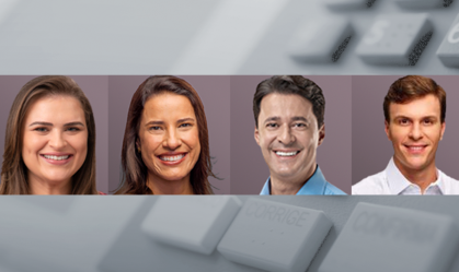 Marília Arraes (Solidariedade), Raquel Lyra (PSDB), Anderson Ferreira (PL) e Miguel Coelho (União Brasil), candidatos ao governo de Pernambuco