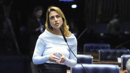 A senadora Soraya Thronicke (União Brasil-MS), durante pronunciamento
