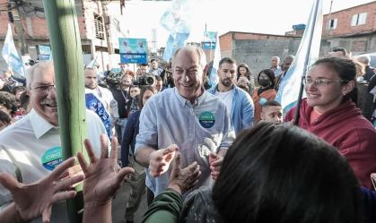 Ciro Gomes em sua primeira agenda de campanha, em São Paulo