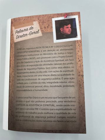 Cartilha religiosa distribuída a servidores da PRF / Reprodução