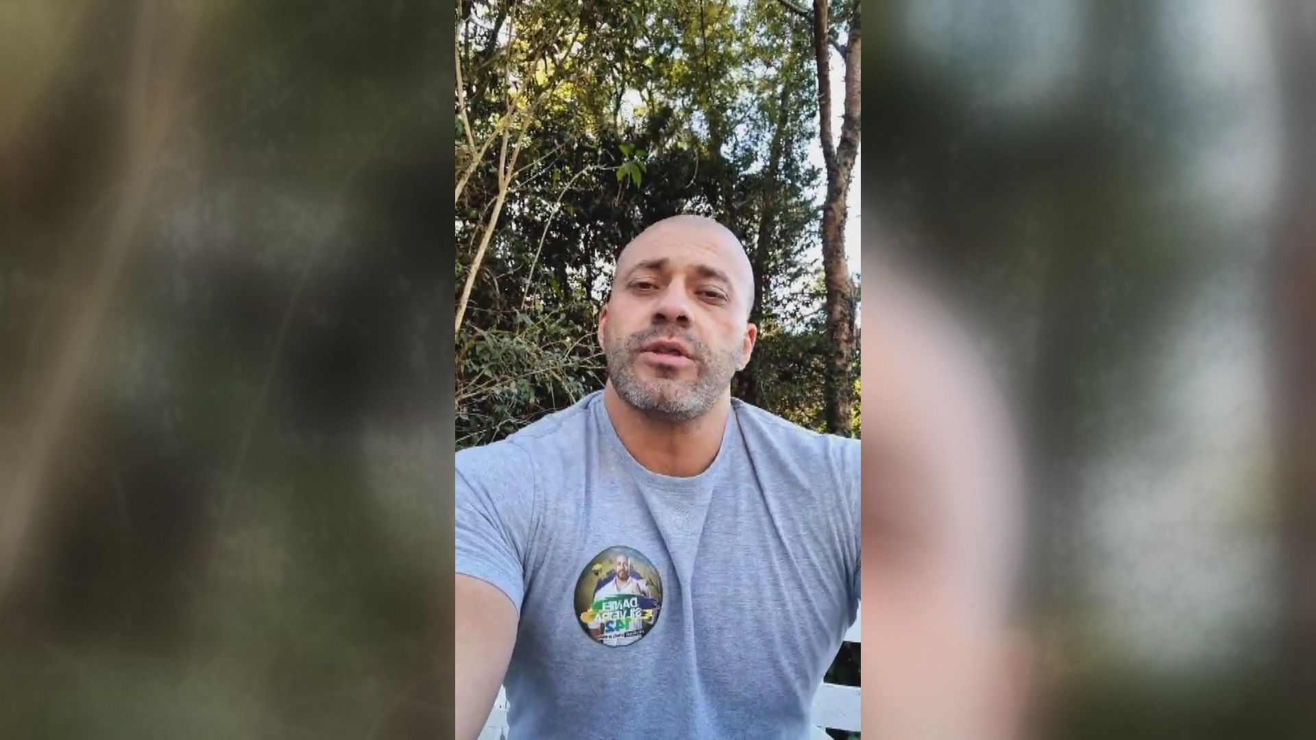 O deputado federal Daniel Silveira, em vídeo publicado nas redes sociais da esposa