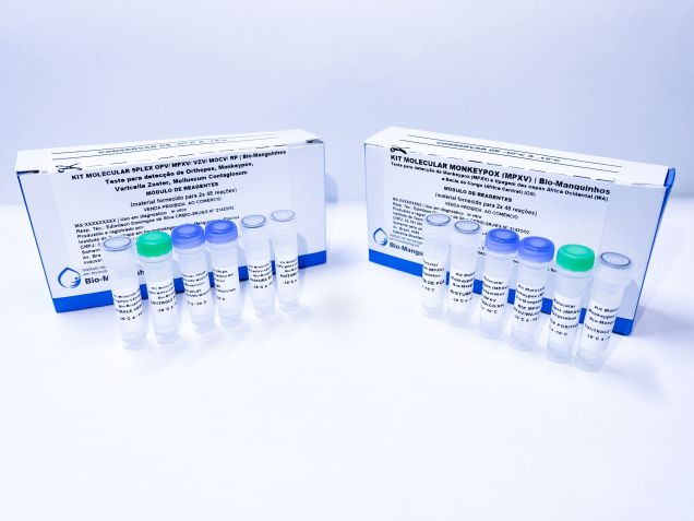 Kits de diagnóstico de varíola dos macacos de Bio-Manguinhos / Foto: Bernardo Portella/Fiocruz