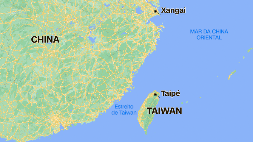 Mapa da China e de Taiwan / Arte/CNN Brasil