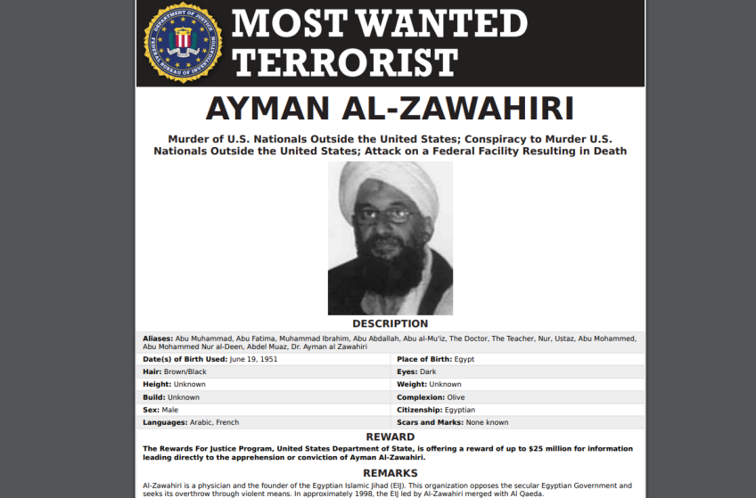 Poster do FBI com informações de líder da Al Qaeda / FBI