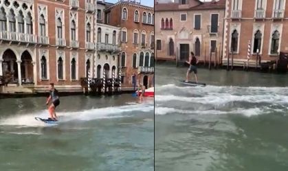 Turistas são multados por surfar nos canais de Veneza
