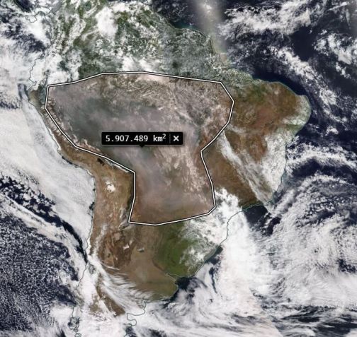 Fumaça no Brasil - Satélite do dia 07/09/22 - Fonte / EOSDIS Worldview