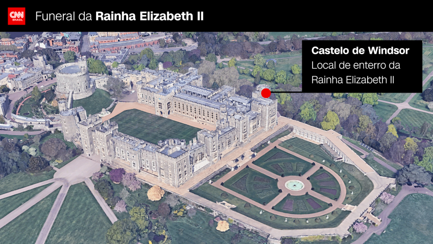 Localização do Castelo de Windsor, onde a rainha será enterrada / Arte CNN