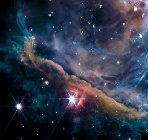 A região interna da Nebulosa de Órion vista pelo instrumento NIRCam do Telescópio Espacial James Webb. / Nasa/ESA/CSA