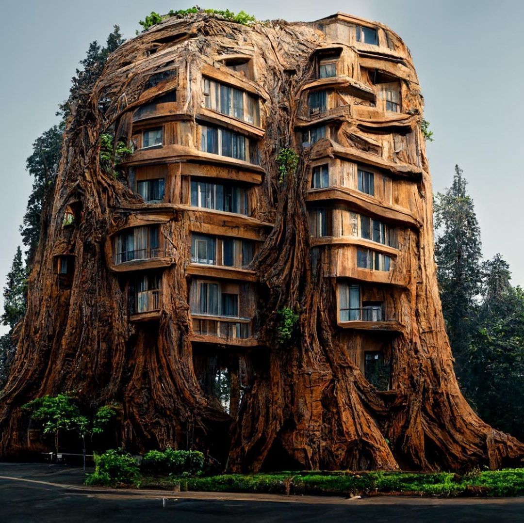 “AI x Surreal Symbiotic Architecture” projeto de Manas Bhatia / Reprodução/Instagram