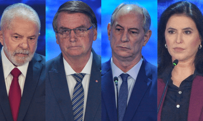 Lula (PT), Bolsonaro (PL), Ciro (PDT) e Tebet (MDB) em debate na Band