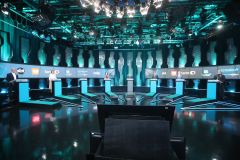 Os candidatos à presidência da República, Felipe D&#039;Avila (Novo), Soraya Thronicke (União Brasil), Simone Tebet (MDB), Jair Bolsonaro (PL), Ciro Gomes (PDT) e Padre Kelmon (PTB) durante debate