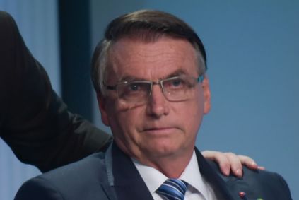 O presidente e candidato à reeleição, Jair Bolsonaro (PL), no debate entre os presidenciáveis promovido pela TV Globo