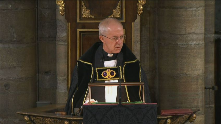 O Arcebispo da Cantuária, Justin Welby, durante funeral da rainha Elizabeth II. / CNN