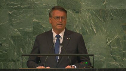 O presidente Jair Bolsonaro na 77ª Assembleia-Geral da ONU, em Nova York