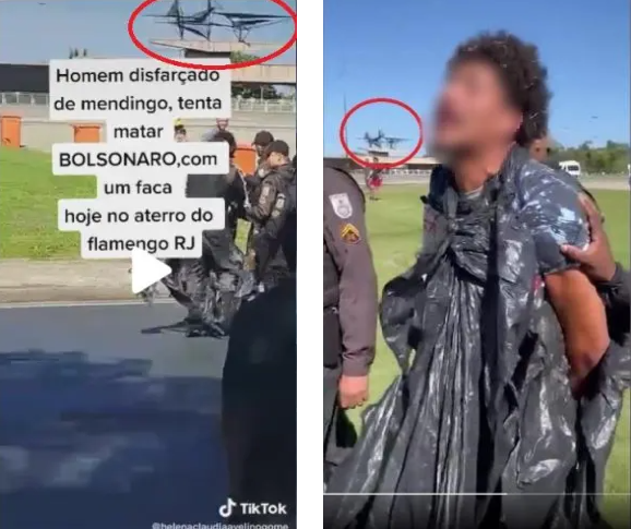 Frame do vídeo publicado no TikTok (à esquerda) e print da reprodução do vídeo publicado no Twitter do jornal O Globo (à direita). / Projeto Comprova