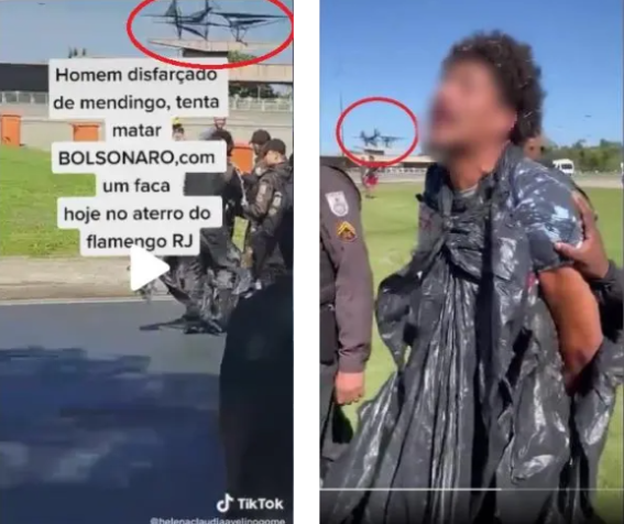 Frame do vídeo publicado no TikTok (à esquerda) e print da reprodução do vídeo publicado no Twitter do jornal O Globo (à direita). / Projeto Comprova