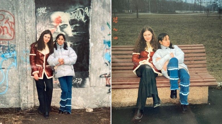 Sasha Dovzhyk com sua melhor amiga, Diliara Didenko, em Zaporizhzhia, em 2002 / Sasha Dovzhyk / Arquivo Pessoal
