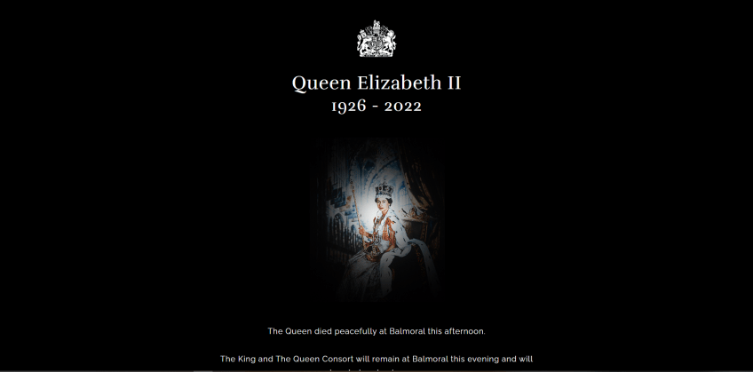Site da família real anuncia a morte da rainha Elizabeth II / Reprodução