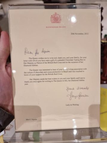 Carta de agradecimeno da rainha Elizabeth II / Divulgação