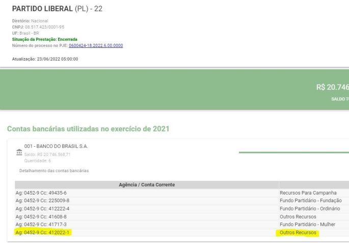 Documentos mostram que o PL pagou instituto com recursos do partido / Reprodução