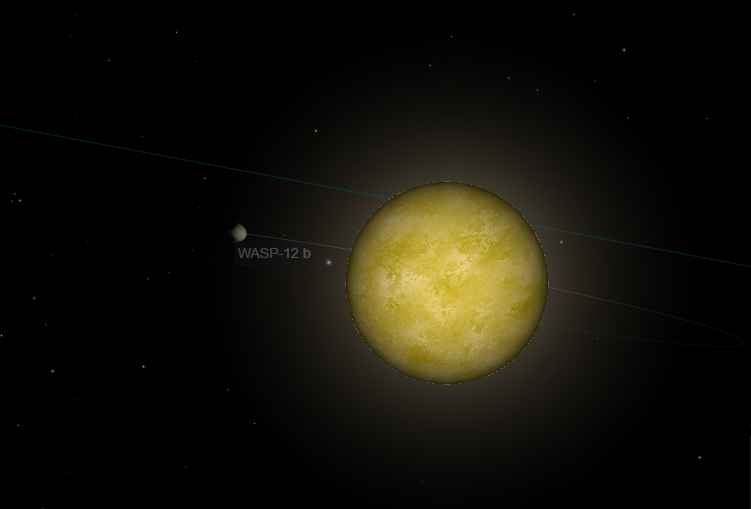 Representação da órbita do WASP-12b em relação a sua estrela-mãe / Nasa