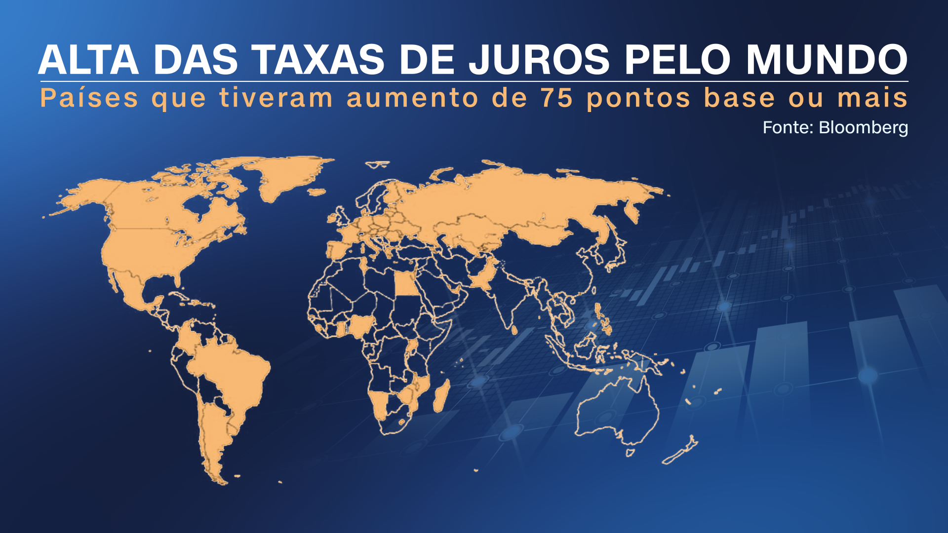 Países que elevaram juros em 0,75 ponto percentual em 2022 / CNN/Reprodução