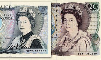 Veja a evolução do retrato da rainha na cédula da libra, a moeda britânica