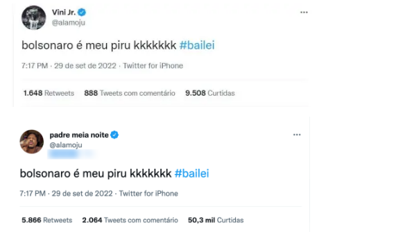 | Prints mostram a mesma publicação durante e depois da viralização. / Projeto Comprova