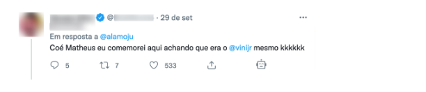 | Resposta publicada por outro perfil no Twitter. / Projeto Comprova
