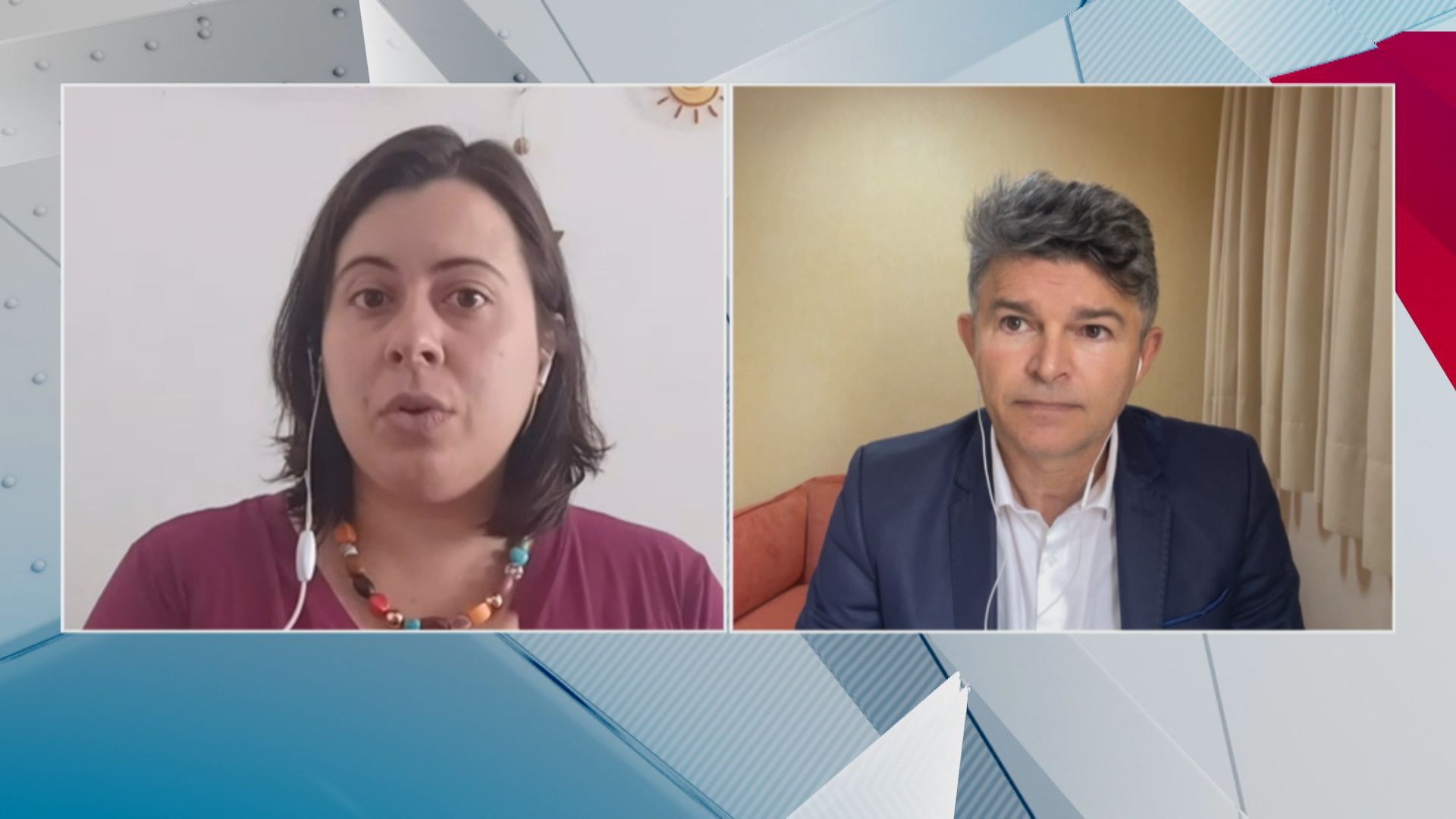 A deputada federal Sâmia Bomfim (PSOL-SP) e o vice-líder do Governo na Câmara José Medeiros (PL-MT) em participação no Debate CNN