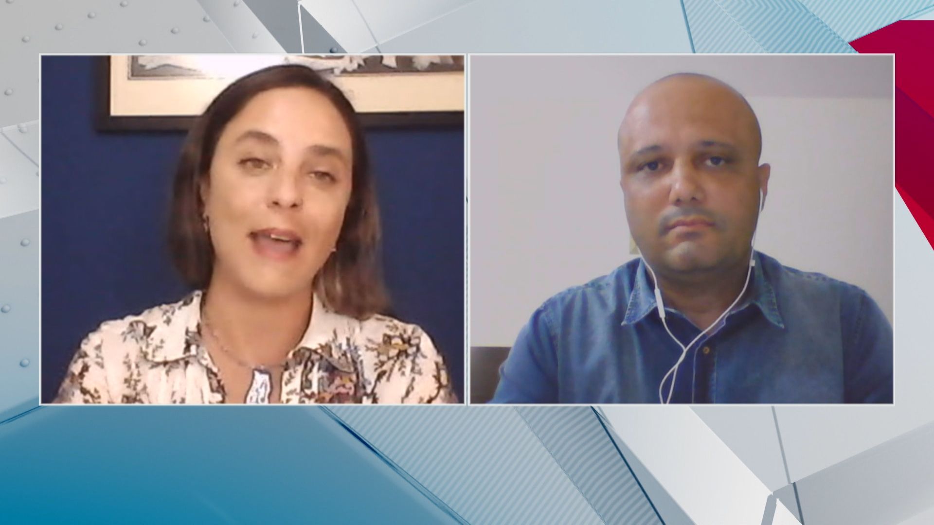 A deputada federal Fernanda Melchionna (PSOL-RS) e o deputado federal Major Vitor Hugo (PL-GO) em participação no Debate CNN