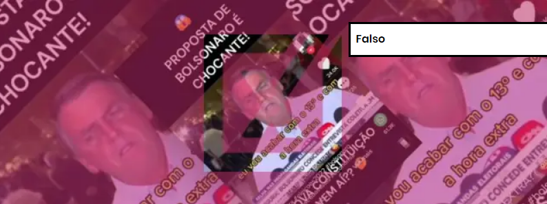 Imagem de destaque do post: Bolsonaro não anunciou fim do 13º e hora extra; vídeo com afirmações é falso