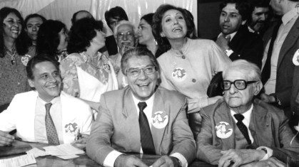 Fernando Henrique Cardoso, Mário Covas e Afonso Arinos, durante criação do PSDB, em 1988