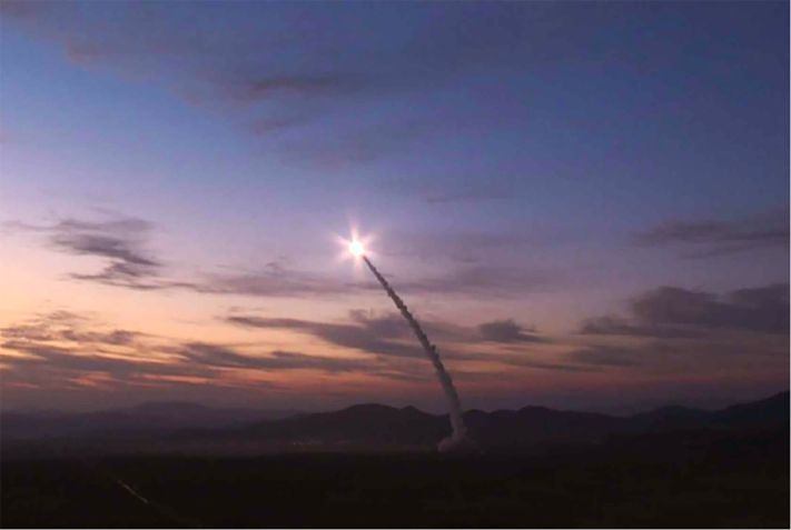 Um teste de míssil norte-coreano / Rodong Sinmun