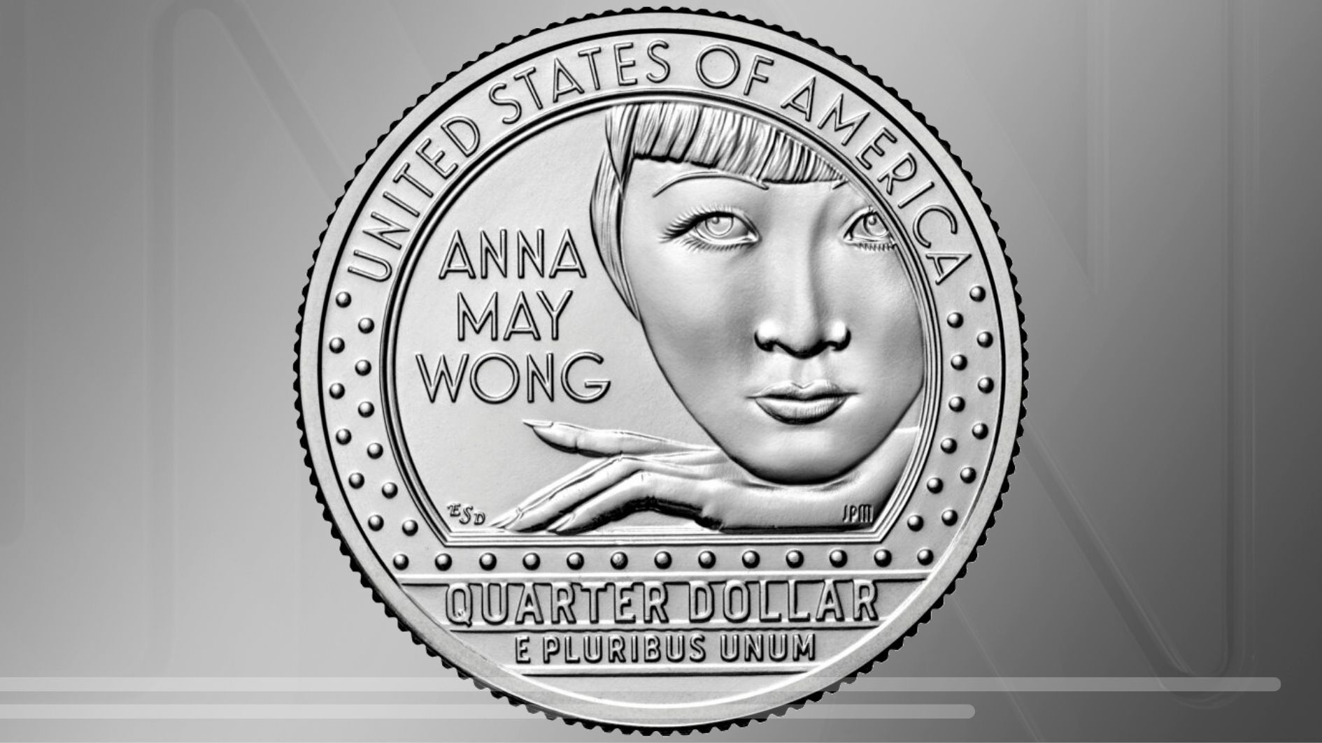 Moeda com o rosto da atriz asiático-americana Anna May Wong