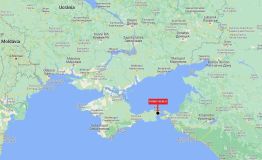 Mapa com a localização da Ponte de Kerch, que liga a península da Crimeia à Federação Russa