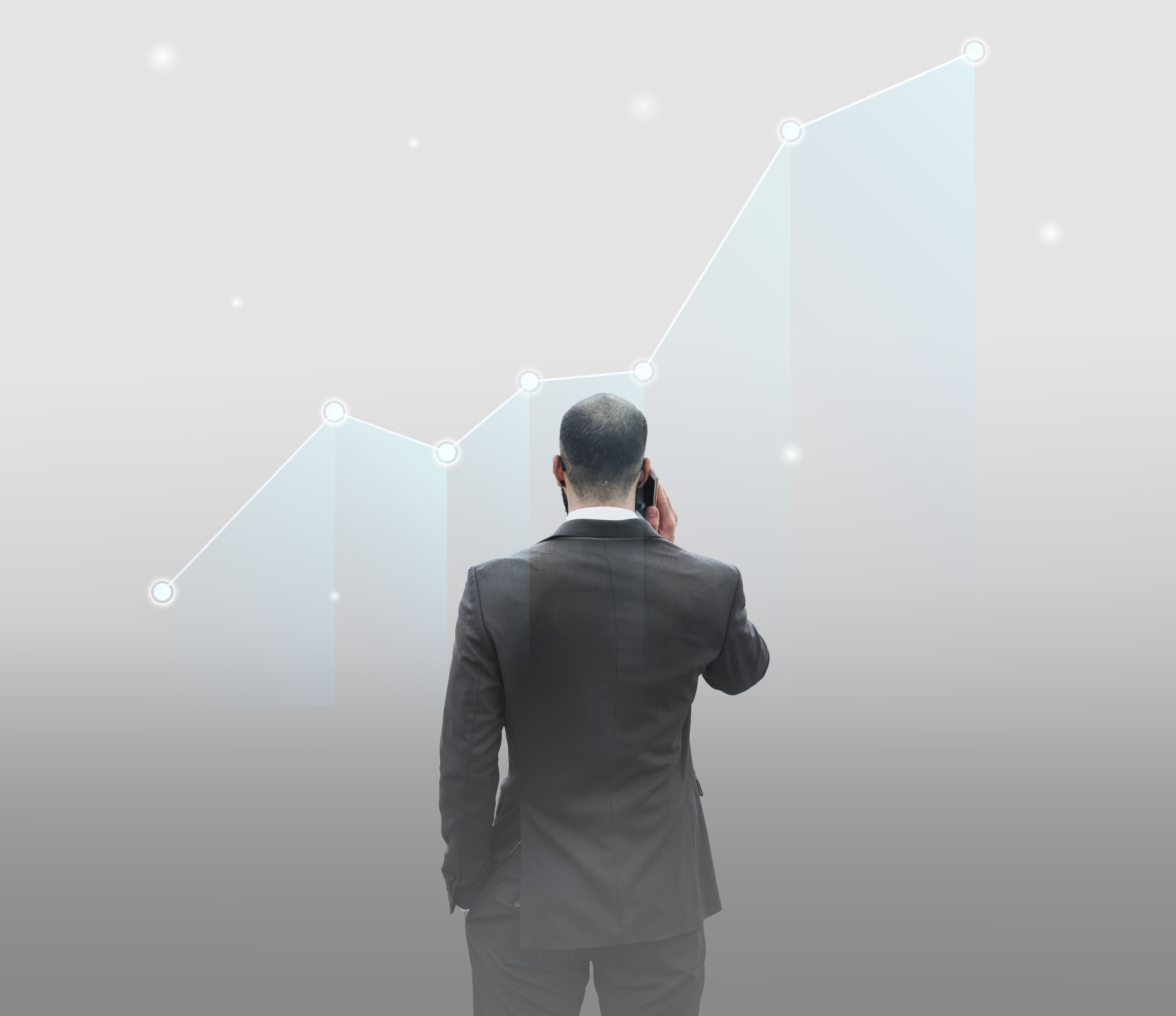 Rear view of a businessman talking on the phone