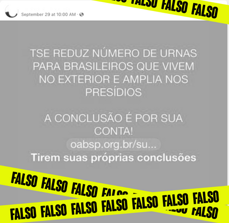 Imagem de destaque do post: É falso que TSE ampliou número de urnas dentro dos presídios
